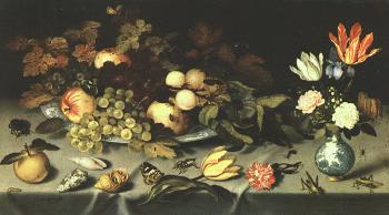Balthasar Van Der Ast : Graphic Flowers and Fruit